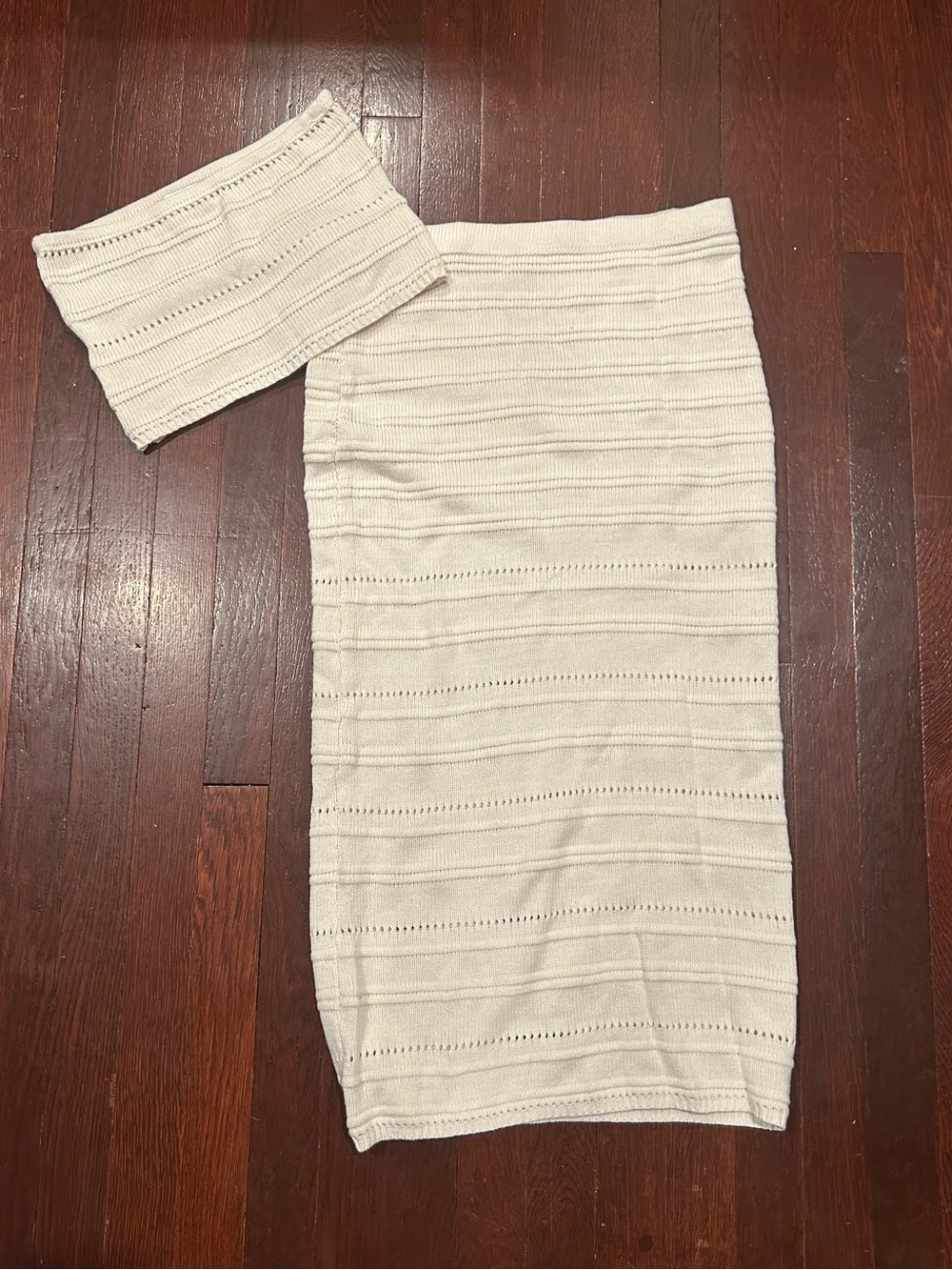 Freshman Cream Knit Midi Tube Skirt